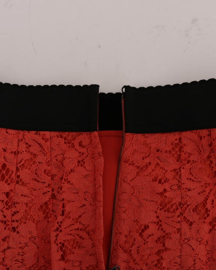 Dolce & Gabbana Orange Macramé Lace Pencil Skirt