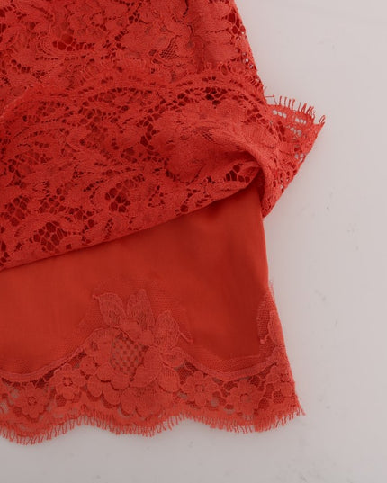 Dolce & Gabbana Orange Macramé Lace Pencil Skirt