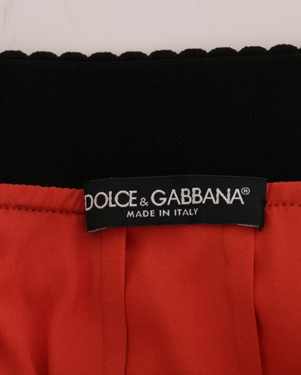 Dolce & Gabbana Orange Macramé Lace Pencil Skirt