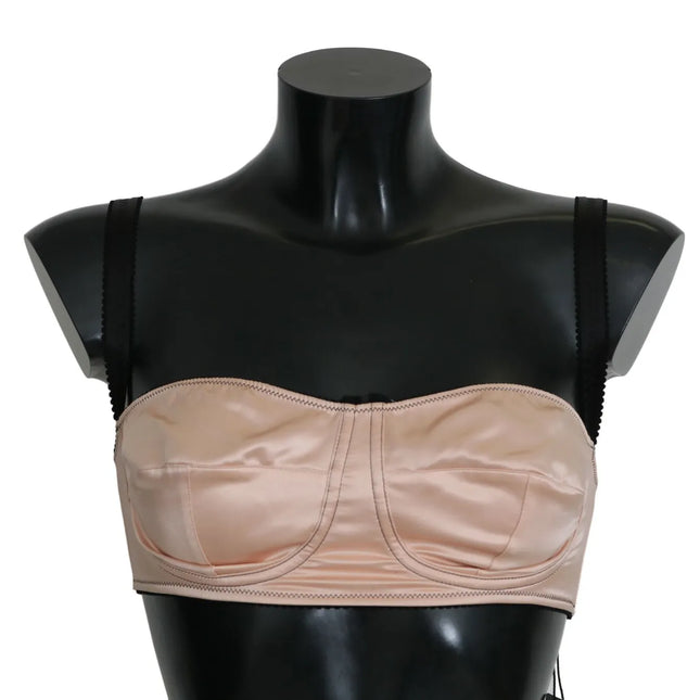 Dolce & Gabbana Black Straps Pink Balconcino Bra