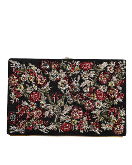 Dolce & Gabbana Multicolor Floral Gold Frame Clutch Evening Purse Bag
