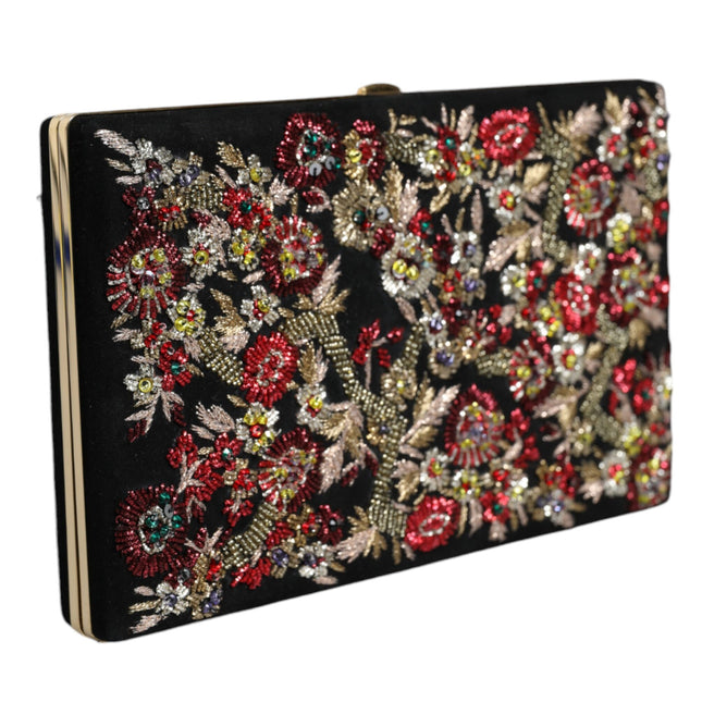 Dolce & Gabbana Multicolor Floral Gold Frame Clutch Evening Purse Bag