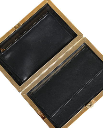 Dolce & Gabbana Blue Velvet Gold Frame Clutch Evening Party Purse Bag