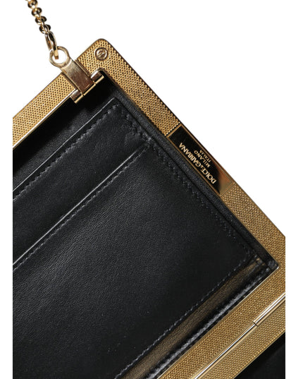Dolce & Gabbana Brown Leather Gold Frame Clutch Mini Crossbody Bag