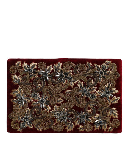 Dolce & Gabbana Red Velvet Gold Frame Clutch Evening Party Purse Bag