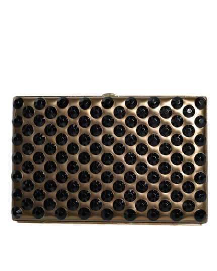 Dolce & Gabbana Gold Crystal Bifold Clutch Evening Party Women Purse Bag