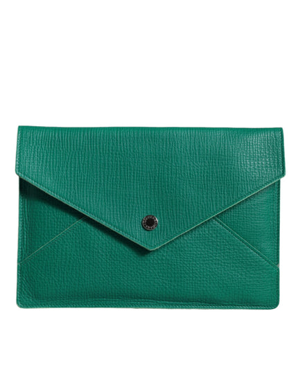 Dolce & Gabbana Green Leather Handbag Clutch Mini Purse Pouch Tablet Case