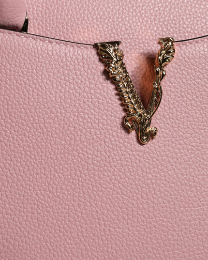 Versace Pink Small Top Handle Grainy Calf Leather Crossbody Bag