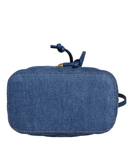 Versace Blue Quilted Denim Leather Crossbody Shoulder Bag