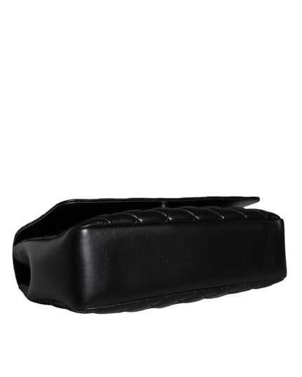 Versace Black Quilted Lambskin Leather Crossbody Shoulder Bag