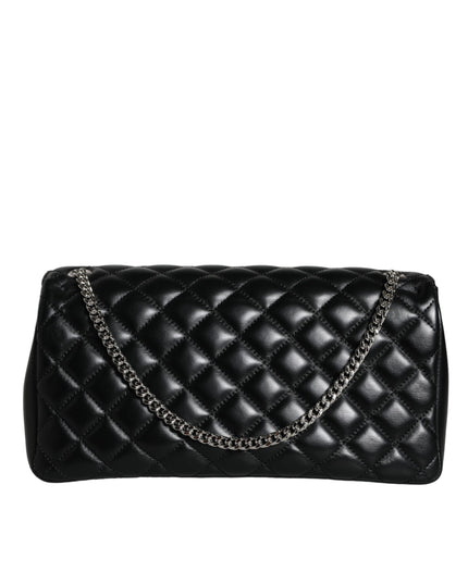 Versace Black Quilted Lambskin Leather Crossbody Shoulder Bag