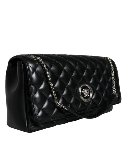Versace Black Quilted Lambskin Leather Crossbody Shoulder Bag