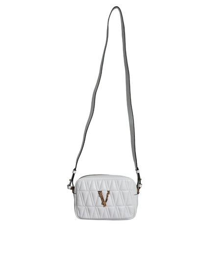 Versace White Quilted Nappa Leather Crossbody Shoulder Bag