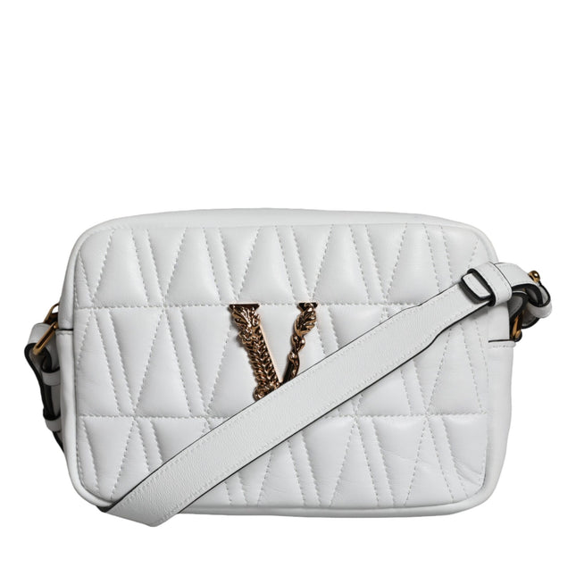 Versace White Quilted Nappa Leather Crossbody Shoulder Bag