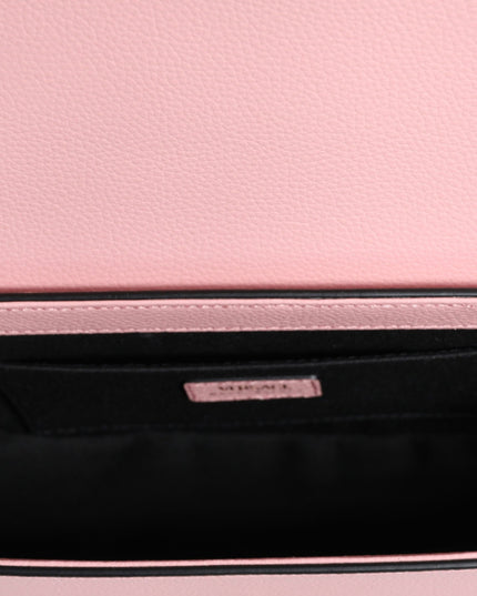 Versace Pink Grainy Calf Leather Logo Crossbody Shoulder Bag