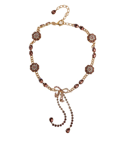 Dolce & Gabbana Gold Tone Brass Crystal Embellished Belt