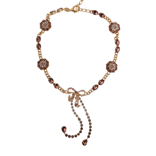 Dolce & Gabbana Gold Tone Brass Crystal Embellished Belt