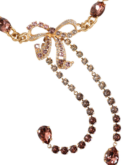 Dolce & Gabbana Gold Tone Brass Crystal Embellished Belt