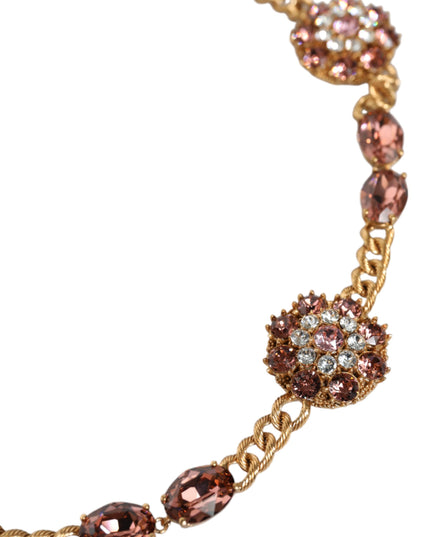 Dolce & Gabbana Gold Tone Brass Crystal Embellished Belt