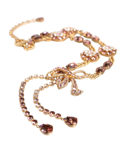 Dolce & Gabbana Gold Tone Brass Crystal Embellished Belt