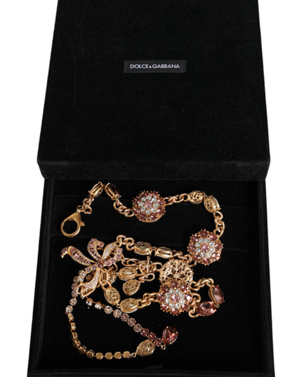 Dolce & Gabbana Gold Tone Brass Crystal Embellished Waist Chain Belt