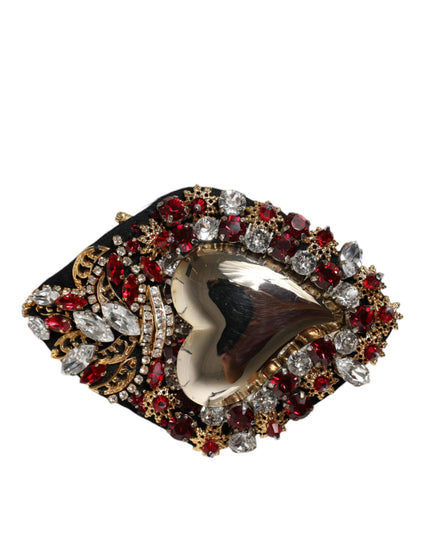 Dolce & Gabbana Gold Tone Brass Sacred Heart Crystal Embellished Brooch