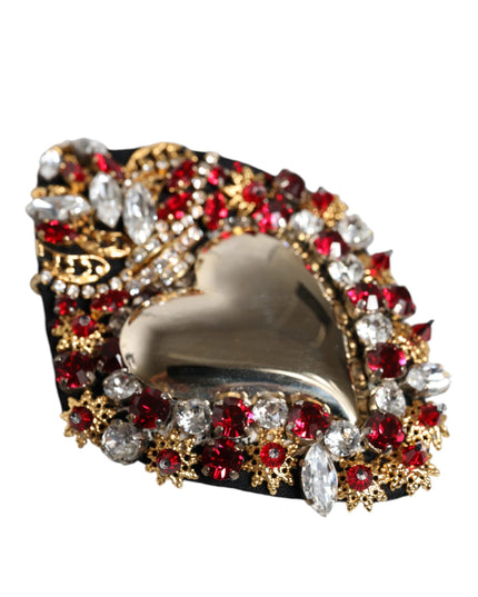 Dolce & Gabbana Gold Tone Brass Sacred Heart Crystal Embellished Brooch