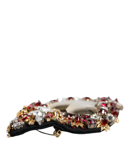 Dolce & Gabbana Gold Tone Brass Sacred Heart Crystal Embellished Brooch