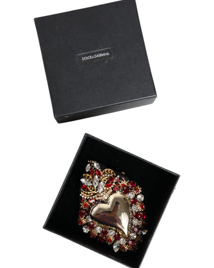 Dolce & Gabbana Gold Tone Brass Sacred Heart Crystal Embellished Brooch