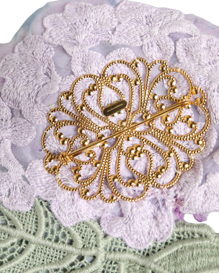 Dolce & Gabbana Multicolor Hydrangea Gold Brass Pin Brooch