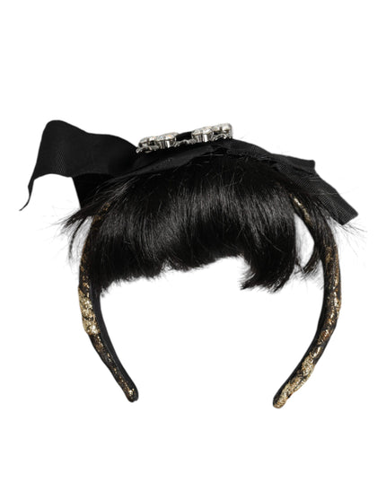 Dolce & Gabbana Black Hair Parrucchiera Crystal Headband Diadem