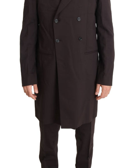 Dolce & Gabbana Bordeaux Wool Stretch Long 3 Piece Suit