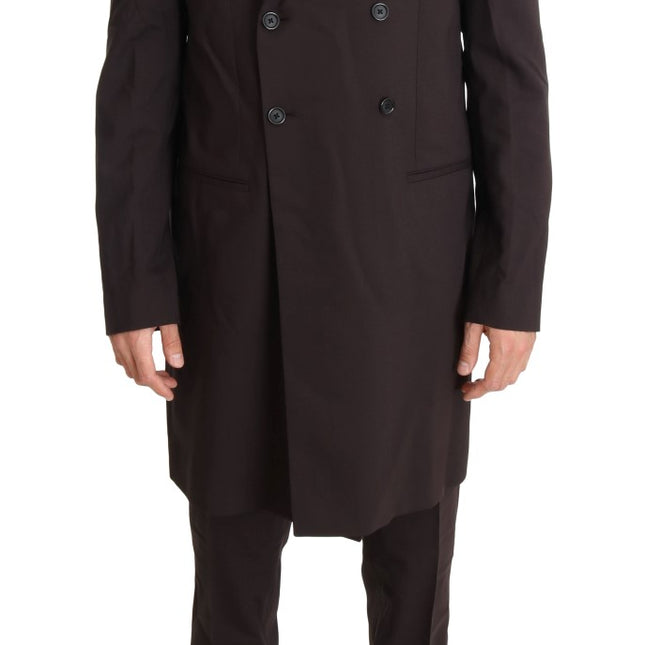 Dolce & Gabbana Bordeaux Wool Stretch Long 3 Piece Suit