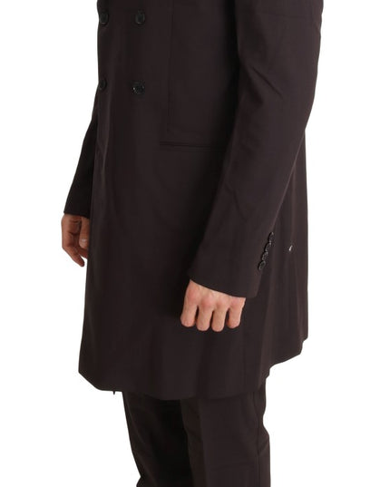 Dolce & Gabbana Bordeaux Wool Stretch Long 3 Piece Suit