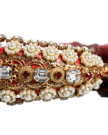 Dolce & Gabbana Red Gold Crystal Fur Headset Audio AUX Headphones