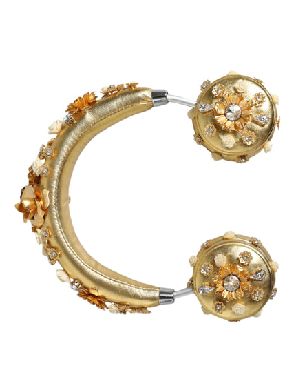Dolce & Gabbana Gold Leather Floral Crystal Angel Headset Headphones