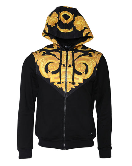 Versace Black Medusa Print Cotton Full Zip HoodieSweatshirt Sweater