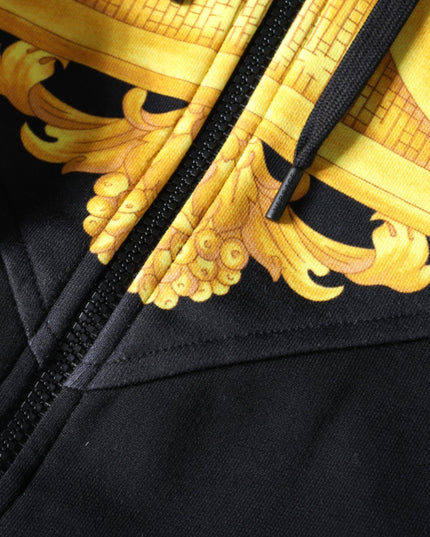 Versace Black Medusa Print Cotton Full Zip HoodieSweatshirt Sweater