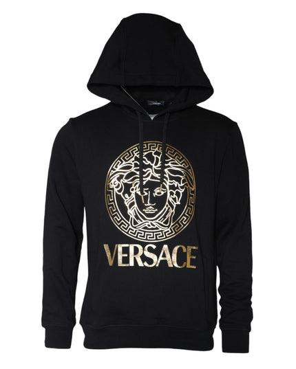 Versace Black Medusa Print Cotton HoodiePullover Sweatshirt Sweater