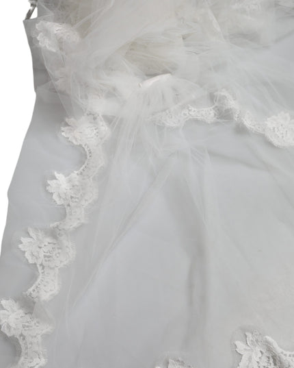 Dolce & Gabbana White Floral Lace Nylon Floor Length Wedding Veil