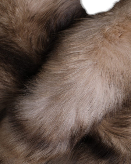 Dolce & Gabbana Brown Frost Fox Fur Neck Warmer Winter Scarf