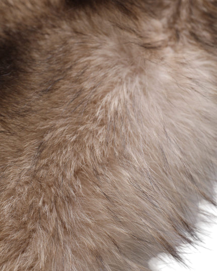 Dolce & Gabbana Brown Frost Fox Fur Neck Warmer Winter Scarf