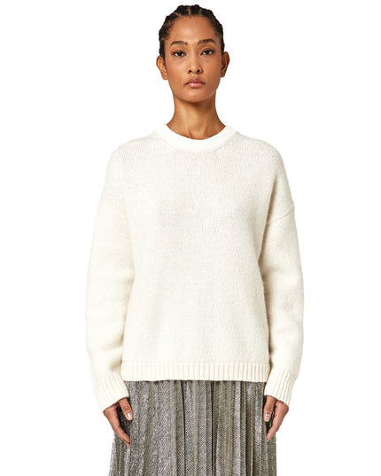Alpha Studio White Recycled Wool Women Sweater