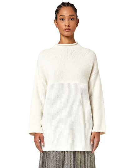 Alpha Studio White Recycled Wool Women Sweater
