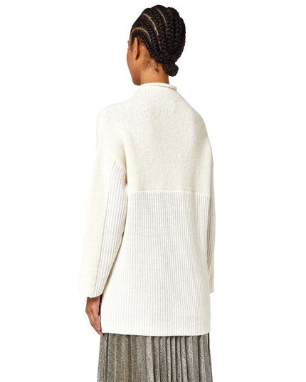 Alpha Studio White Recycled Wool Women Sweater