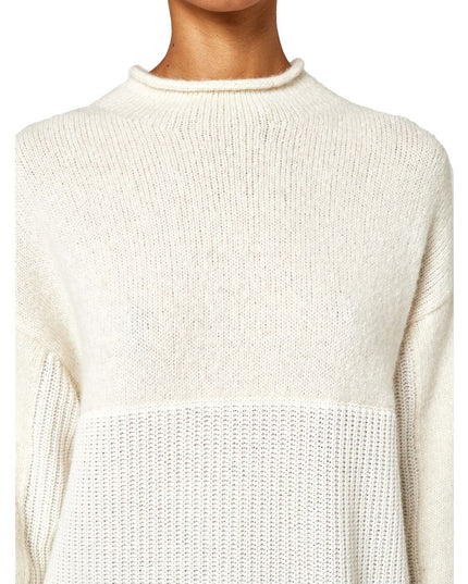 Alpha Studio White Recycled Wool Women Sweater