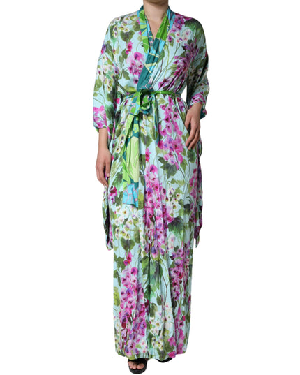 Dolce & Gabbana Multicolor Floral Silk Stretch Wrap Dress