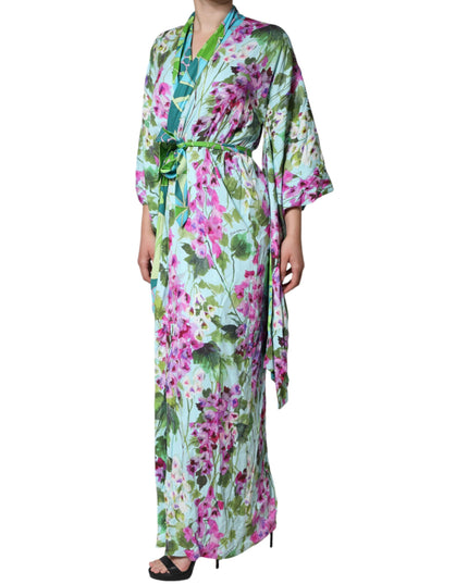 Dolce & Gabbana Multicolor Floral Silk Stretch Wrap Dress