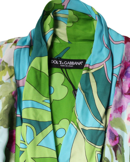 Dolce & Gabbana Multicolor Floral Silk Stretch Wrap Dress
