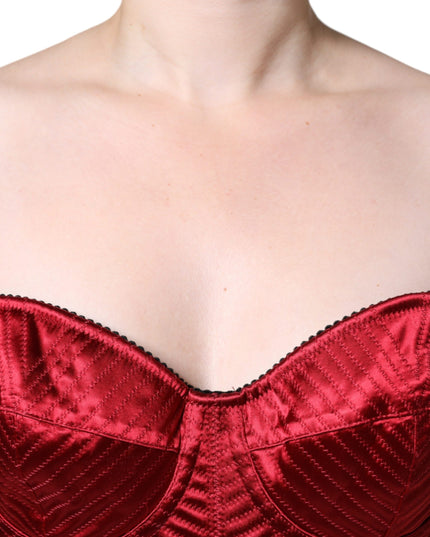 Dolce & Gabbana Red Bustier Corset Lace Bodycon Midi Dress